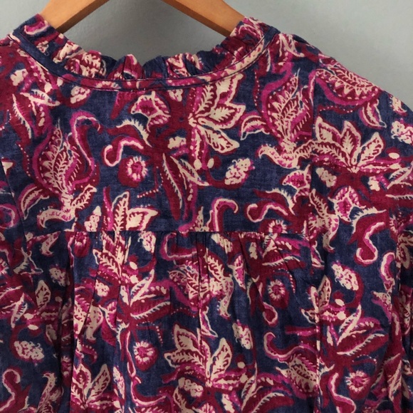 Pilcro Anthropologie Lucille Floral Button Front Tie Peasant Blouse XS N… - Picture 11 of 12